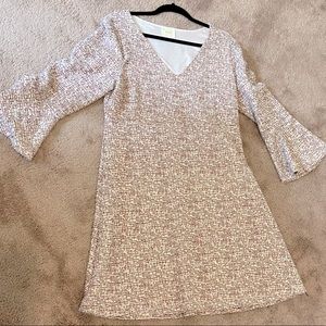 Three quarter sleeve tweed dress